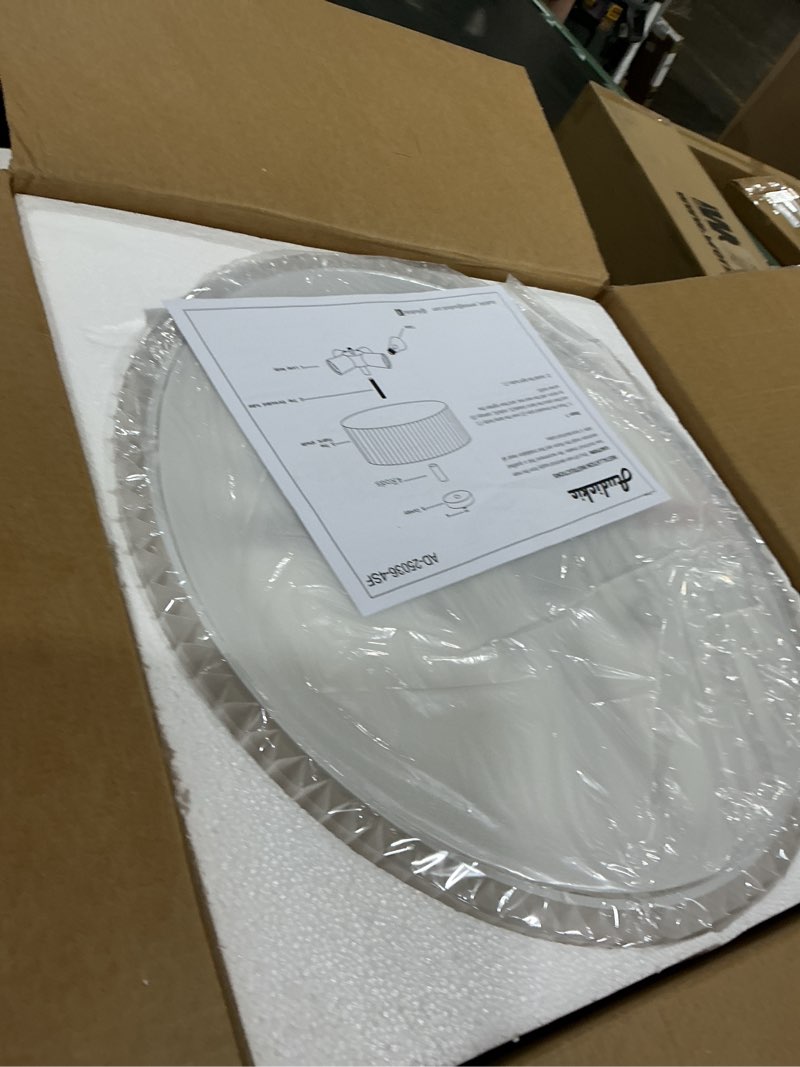 Condition photo showing Good Condition for gold semi flush mount ceiling lights, 4-light 18" ceiling light fixture with white pleated fabric shade, drum lamp for nursery hallway bedroom kitchen, ad-25036-4sf-gd gold, pleated shade 18", single shade