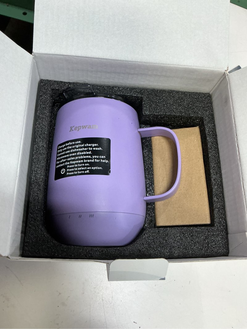 Condition photo showing Good Condition for Kepwam Self Heating Coffee Mug T2, 16oz Smart Heated Coffee Mug, 150 Min Battery Life - Hot up to 149? Temperature Control Coffee Mug Warmer, Gifts for Dad Mom (No APP) Lilac Violet