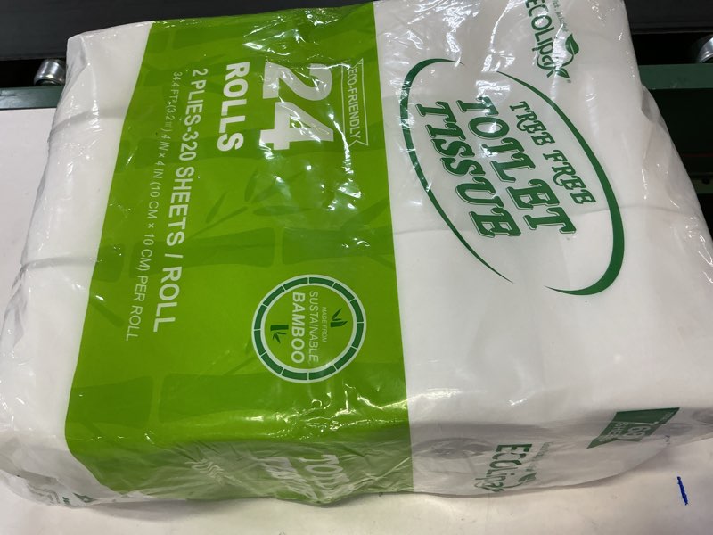 Condition photo showing New/Like New for ECOLipak Bamboo Toilet Paper, Septic Safe Toilet Tissue, 24 Double Rolls, 320 Sheets Per Roll, Tree Free, Non Toxic, 2 Ply, Soft and Absorbent, Eco Friendly Dye-Free Paper 24 Double Rolls (2 Ply)