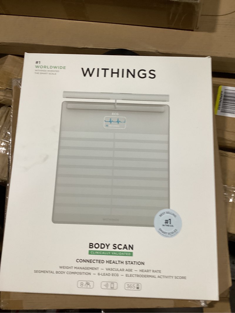 Condition photo showing New/Like New for WITHINGS Body Scan - Smart Scale with Segmental Body Composition Analysis, Weighing Scales Body Weight & Vascular Age, Visceral Fat, Heart Rate, iOS/Android Body Scan White