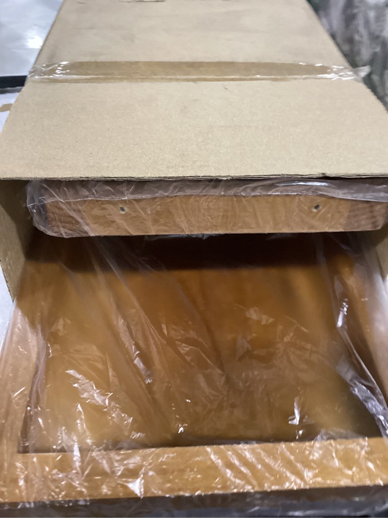 Condition photo showing Good Condition for Bathroom Counter Organizer, 2-Tier Standing Storage Shelf with Basket, Wood Tray for Skincare Vanity Organizer(Brownish) 2 Tier Brownish