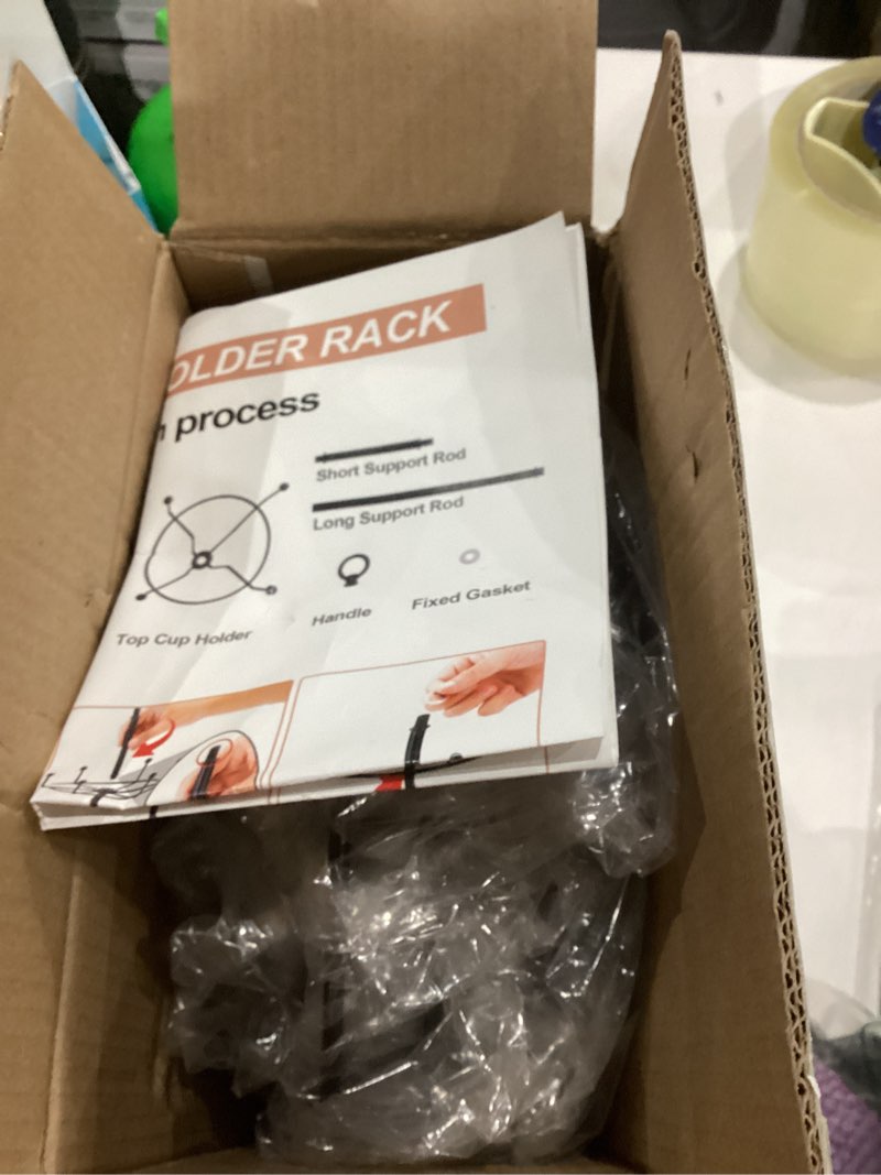 Condition photo showing As Is for 360° Rotating Coffee Mug Holder - Metal 3 Tier Mug Tree Rack Cup Holder for Countertop with 10 Hooks, Coffee Pods Holder for Bar Organizer Kitchen Counter - Black 3-Tier