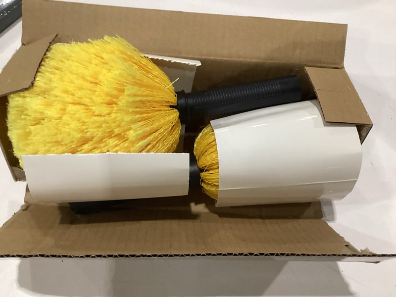 Condition photo showing Good Condition for 2 pack twist-on cobweb duster head brush - efficient indoor & outdoor spider web cleaning solution - fits standard acme threaded poles - duster brush head only - yellow