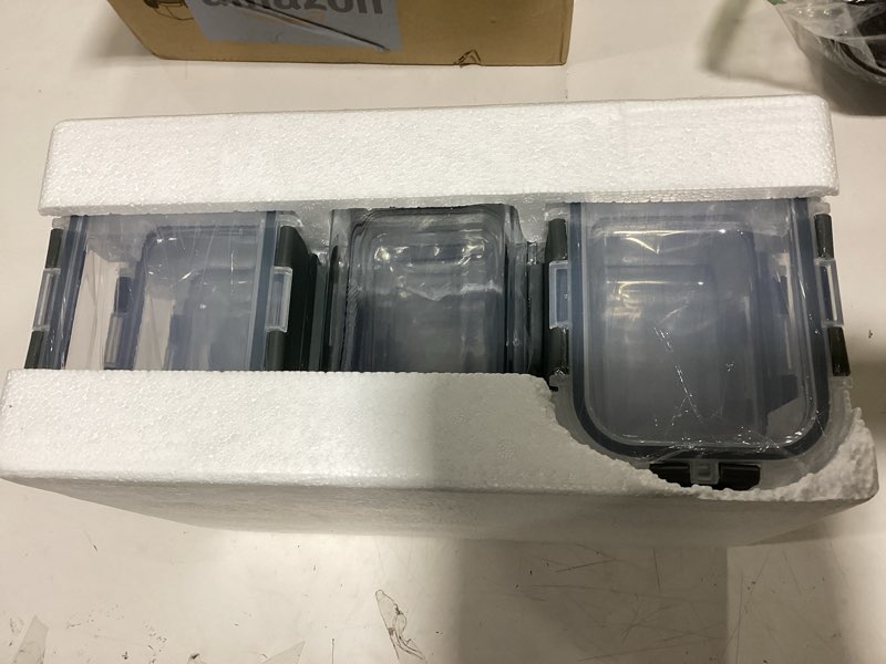 Condition photo showing New/Like New for 24-piece small glass food storage containers with lids airtight, 1.5 cup meal prep containers set, microwave&dishwasher safe, leak-proof, bpa-free, grey 12oz,same size - 12 pack,grey set