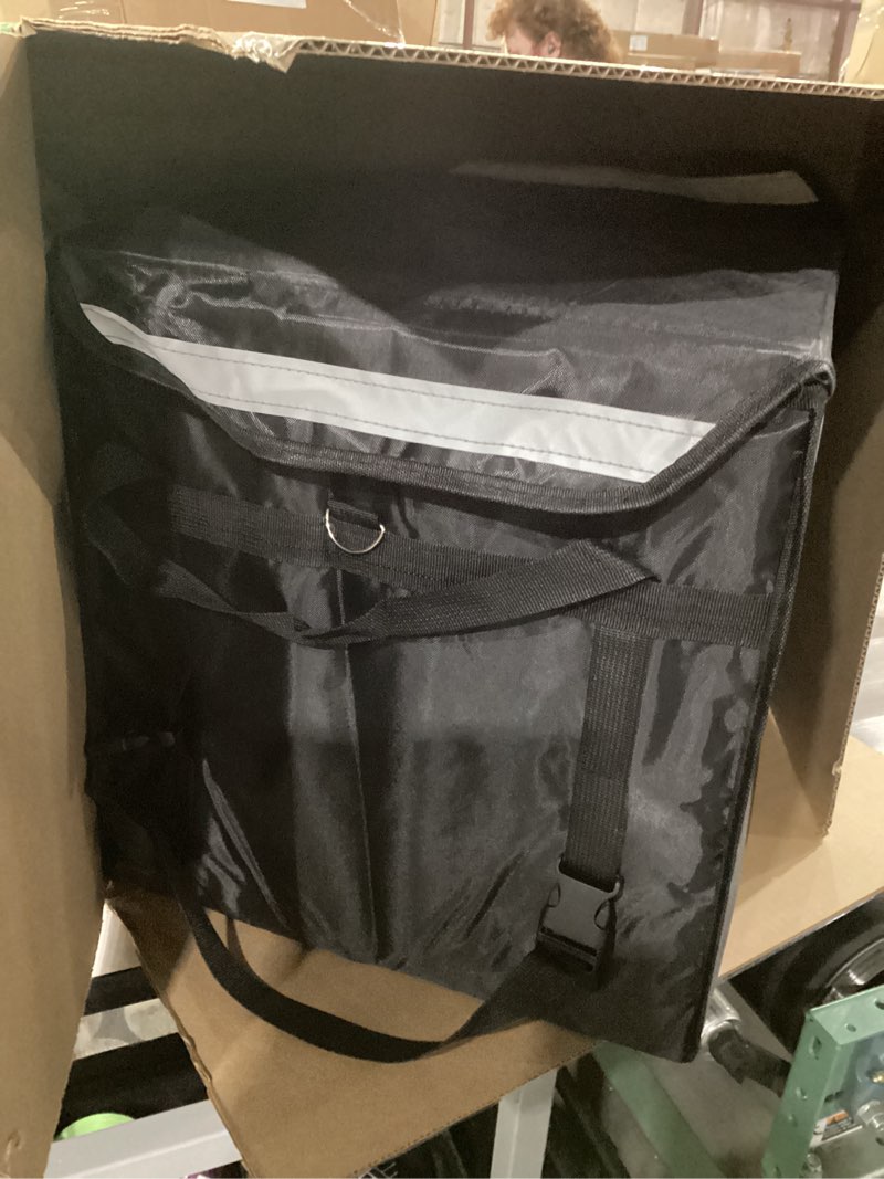 Condition photo showing Good Condition for croblissful insulated food delivery bag for bike with rear rack pizza delivery box with shoulder belt and internal accessories waterproof, internal dimensions(black,19.2 x 15.5 x 16.1 inches) black 19.2 x 15.5 x 16.1 inches
