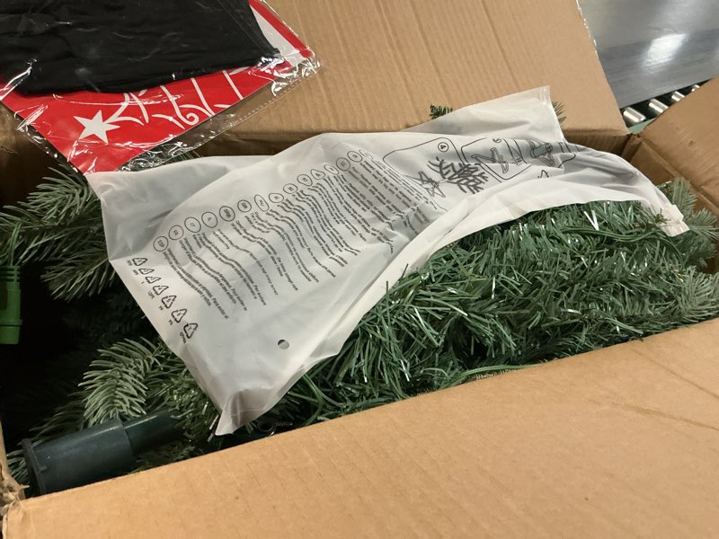 Condition photo showing As Is for 4 Ft Pre-Lit Artificial Christmas Tree, w/ 150 LED Warm Lights, 475 PE&PVC Mixed Branch Tips, Faux Xmas Tree for Home, Office, Party Decoration, Easy Assembly, Metal Hinges & Foldable Base