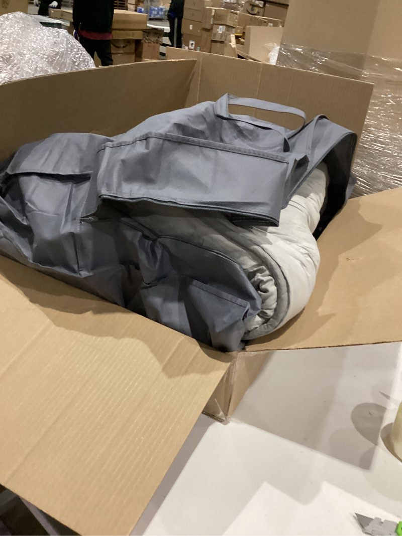 Condition photo showing As Is for similarly no completely )))))cozylux grayish blue queen comforter set, 3 pieces dusty blue solid breathable quilted bedding sets, luxury soft fluffy bed set with down alternative comforter all season (1 comforter & 2 pillowcases)