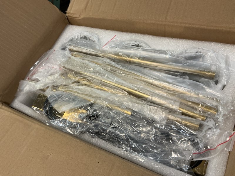 Condition photo showing As Is for oylyw crystal island light for kitchen over table,gold linear pendant light for dining room light fi