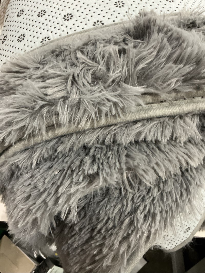 Condition photo showing Good Condition for ultra soft rug for living room, 6x9 fluffy shag area rug for bedroom, modern shaggy carpets fuzzy rug for teens dorm nursery home decor aesthetic, upgrade anti-skid durable, grey grey 6' x 9' (rectangular)