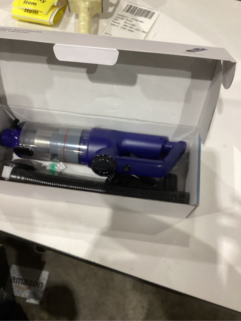 Condition photo showing As Is for Handheld Vacuum Cordless - 15kPa Strong Suction Car Vacuum Cleaner with Brushless Motor, LED Light, Type C Cable, Charger, 2 Fliters, Portable Hand Vacuum for Home, Pet and Car Purple