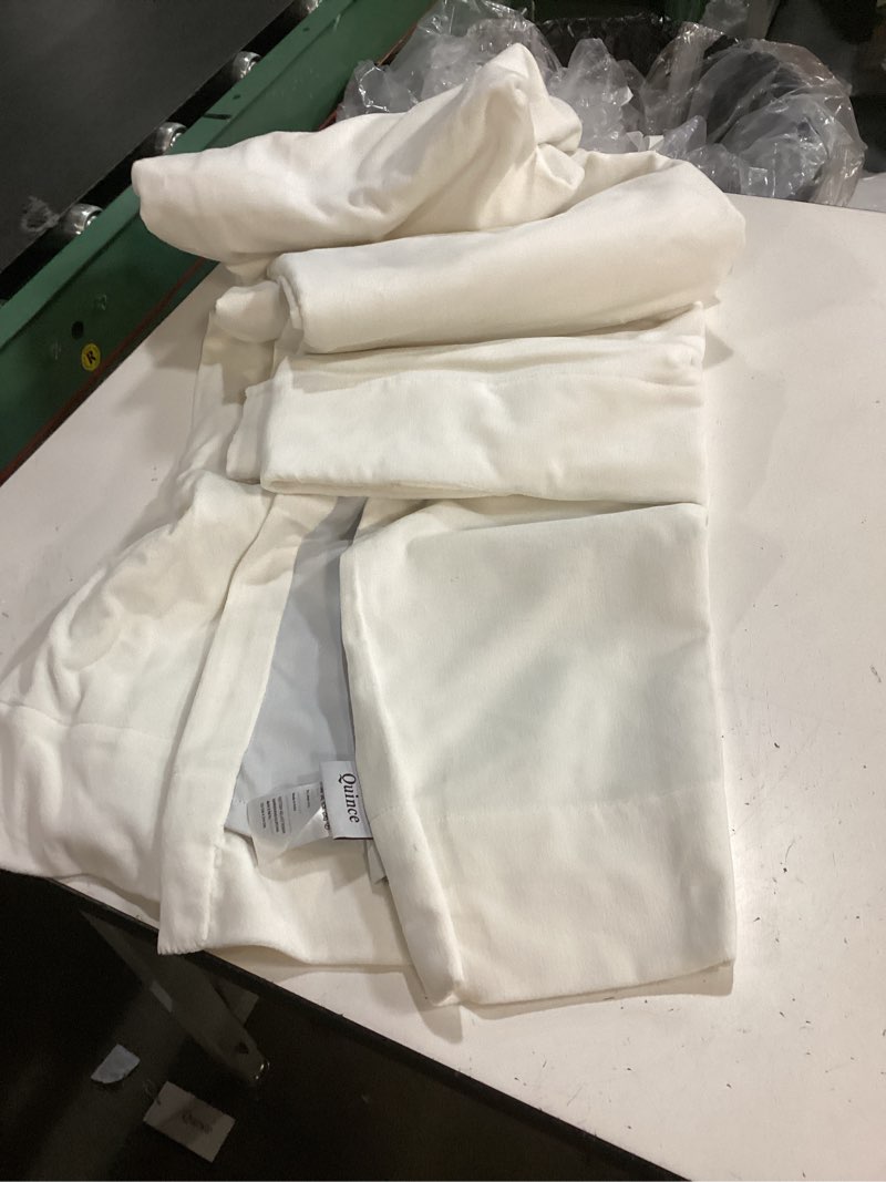 Condition photo showing As Is for cotton slub room darkening curtain white 48x84 in 1 panel 