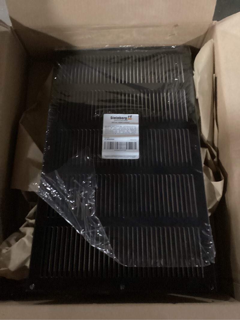 Condition photo showing New/Like New for steinberg14 black vent cover 18x10 (duct opening) with mesh - wall and ceiling ventilation register - metal air grille - hvac cold air return vent - 19.68"w x 11.81"h outer dimensions 18"x10" (duct opening) black