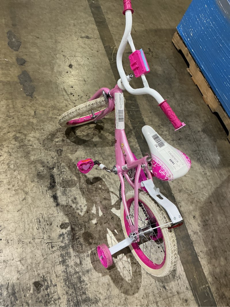 Condition photo showing As Is for incomplete. missing parts. huffy 16\" disney princess kids' bike, fits riders 3'5\" - 4'0\", pink, child, girl's