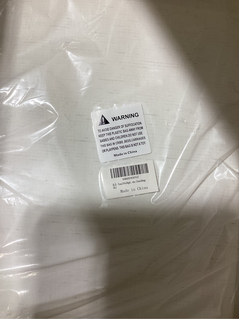 Condition photo showing Good Condition for Tuza 3 Pcs Rigid Storage Bins with Zipper Lid, Cotton Linen Fabric Storage Boxes, Foldable Shelves Clothes Storage Cubes with Handles for Wardrobe, Closet(Beige, 15L) Beige M-15L