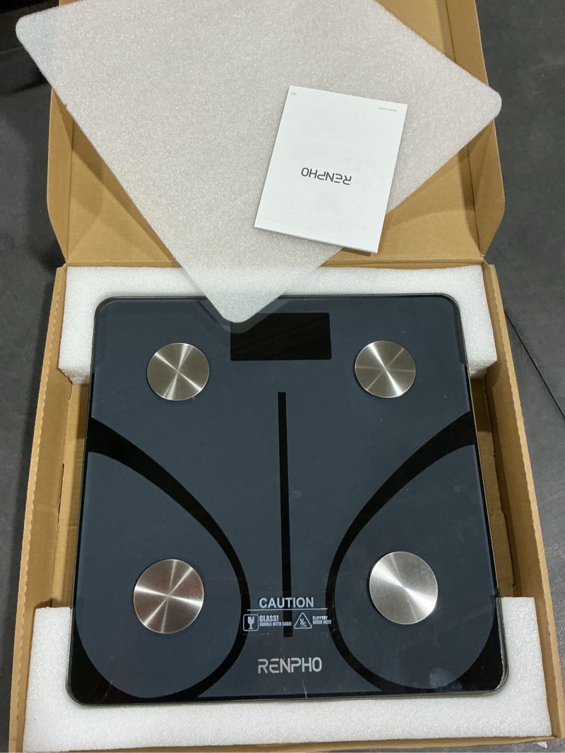 Condition photo showing New/Like New for RENPHO Smart Scale for Body Weight, FSA&HSA Eligible, Digital Bathroom Scale BMI Weighing Bluetooth Body Fat Scale, Body Composition Monitor Health Analyzer with Smartphone App, 400 lbs - Elis 1 Black 11"/280mm