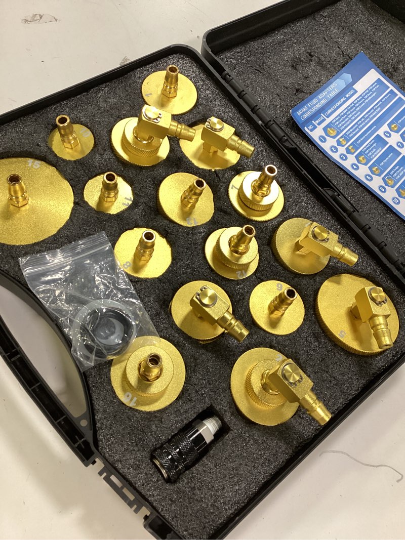 Condition photo showing Good Condition for AUTOOL Master Cylinder Bleeder Kit 20PCS Brake Pressure Bleeder Brake System Fluid Bleeder Adapters for Most Vehicles Brake Fluid Bleeding 17+3 pcs