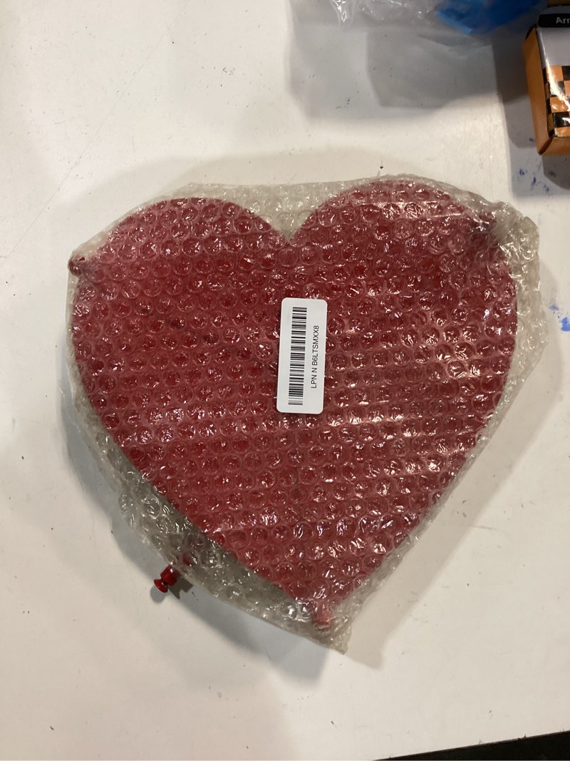 Condition photo showing As Is for Valentines Day 2 Tiered Tray Stand Set Red Heart Shaped Decorative Tray 2 Tiered Metal Serving Shelf Set Decorative Table for Home Kitchen Weddings Valentines Day Party Decoration