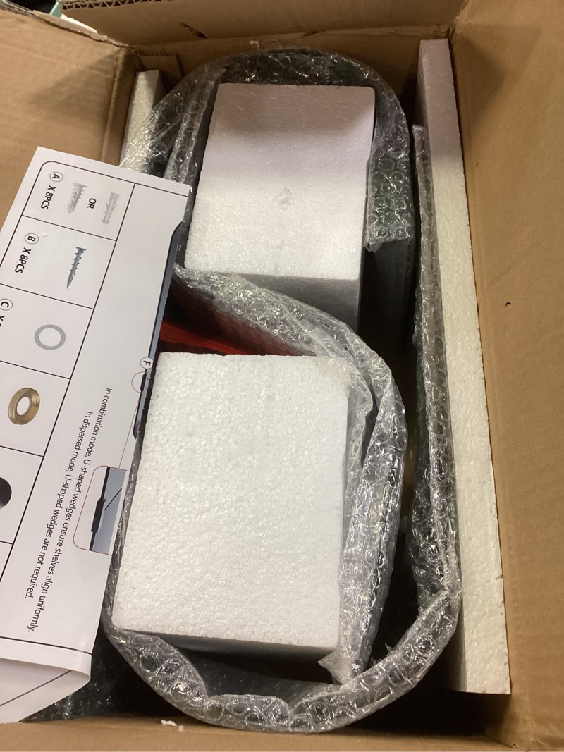 Condition photo showing New/Like New for green floating shelves set of 3, green metal decor, unique mounted floating shelf, modern long wall shelf, large wall shelves for bedroom, bathroom, living room