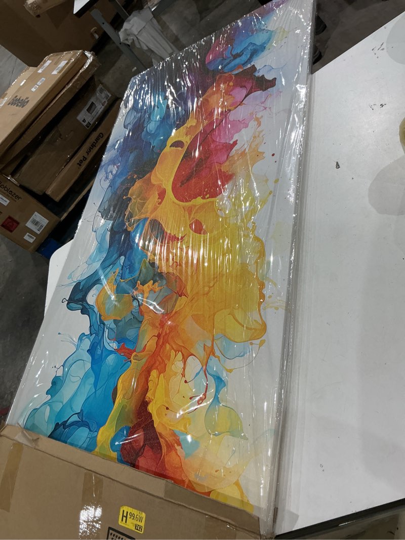 Condition photo showing Good Condition for alsingbago large colorful abstract canvas wall art for living room bedroom home office modern wall decor blue orange pink gray abstract picture ready to hang size 24x48 48"l x 24"w blue pink orange