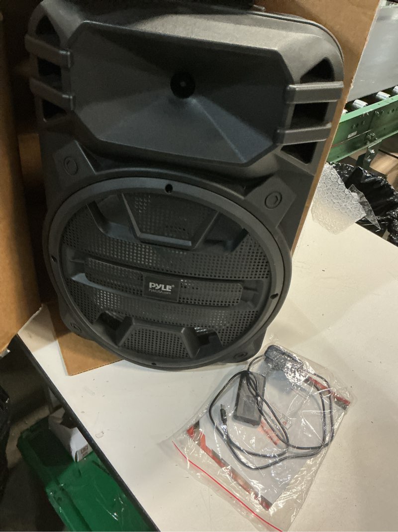 Condition photo showing Good Condition for pyle 12'' portable bluetooth speaker system - 800 watts - karaoke speaker w/ latest dj led lights, usb/fm/bt/aux/remote control/mic inputs & built-in rechargeable battery pphp1243b 800 watts speaker system