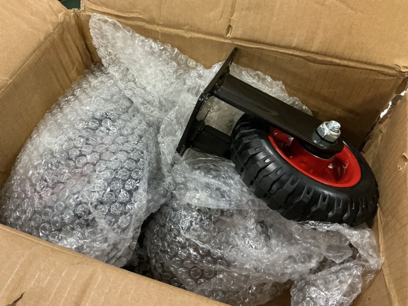 Condition photo showing Good Condition for W B D WEIBIDA 6 Inch Heavy Duty Caster Wheels Set of 4, 1800 LBS Outdoor Industrial Wheels Swivel Large Rubber Casters with Brake for Workbench, Dolly, Cart, Trolley, Wagon (2 Brake & 2 Fixed) 6 IN / ?2 Rigid & 2 Brakes?