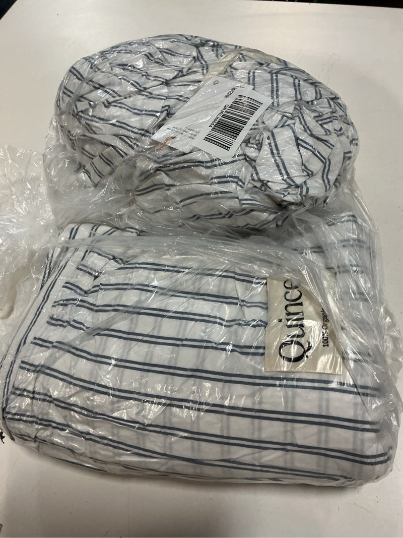 Condition photo showing Good Condition for organic crisp percale sheet set, queen, double stripe mineral