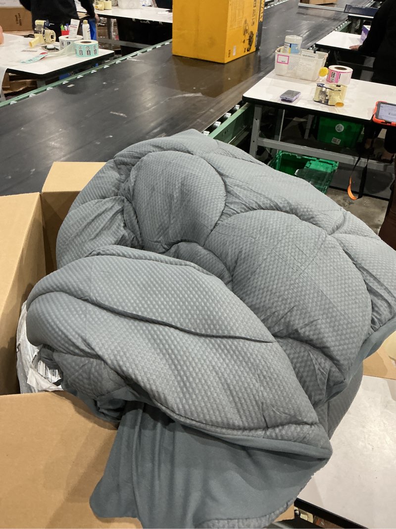 Condition photo showing As Is for queen mattress topper pillow top cooling mattress pad quilted fitted thick mattress cover queen size bed 8-21" deep pocket, grey queen sun rising quilting (grey)