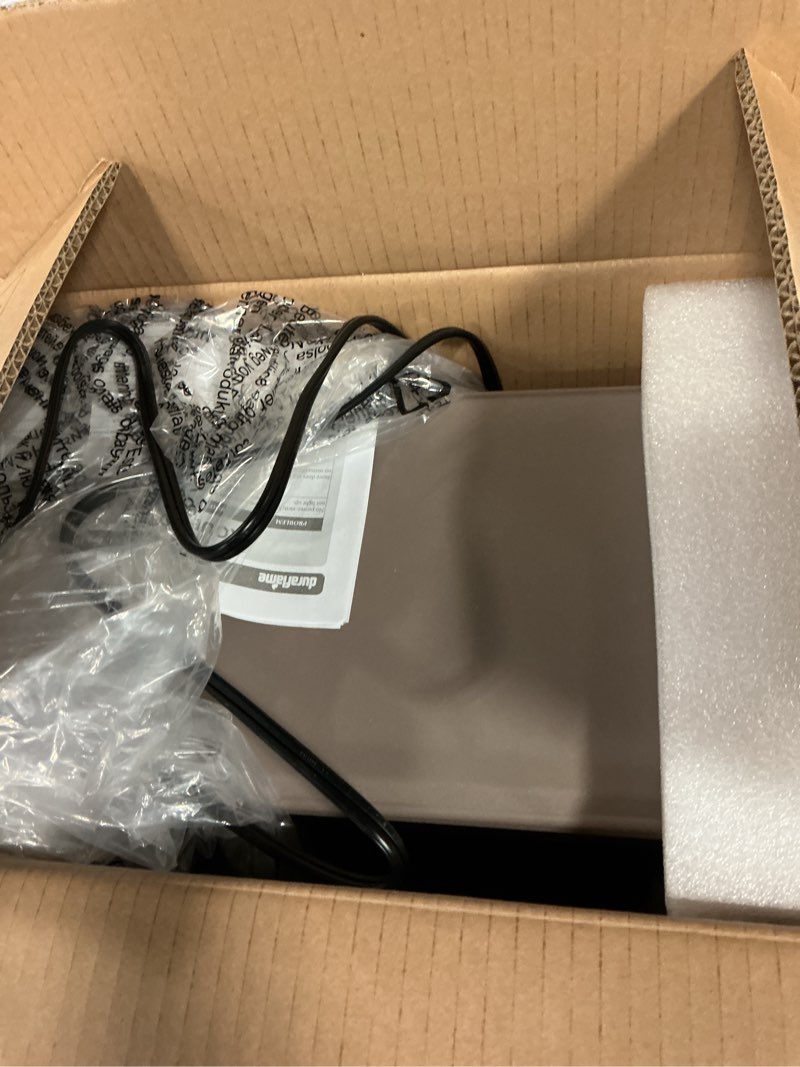 Condition photo showing As Is for duraflame TABLETOP ELECTRIC FIREPLACE WITH FLAME EFFECT french grey