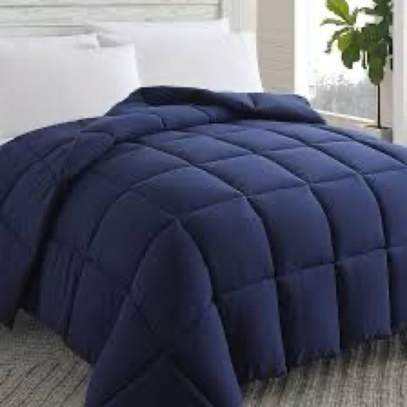 cosybay down alternative comforter (navy blue, full) - all season soft quilted full size bed comfort