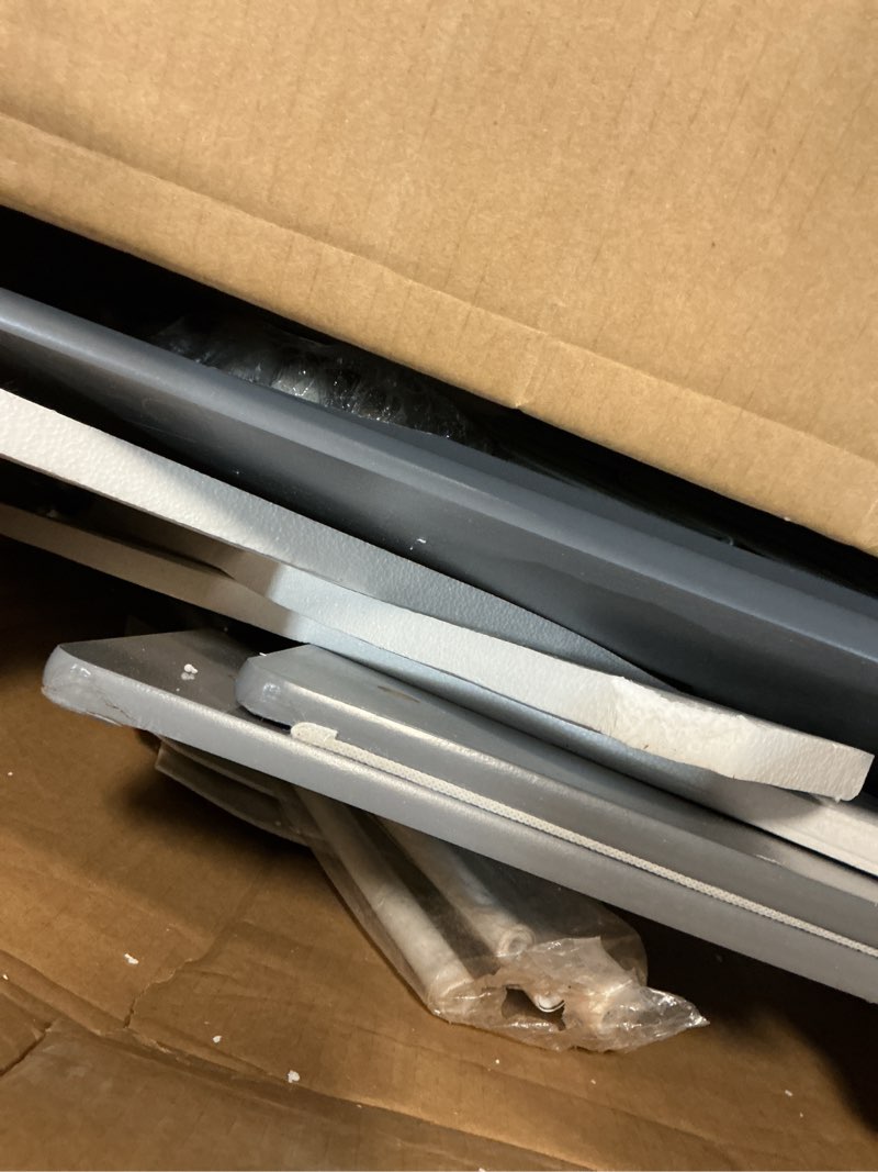 Condition photo showing As Is for delta children 4-piece toddler playroom set, grey/white playroom set grey/white