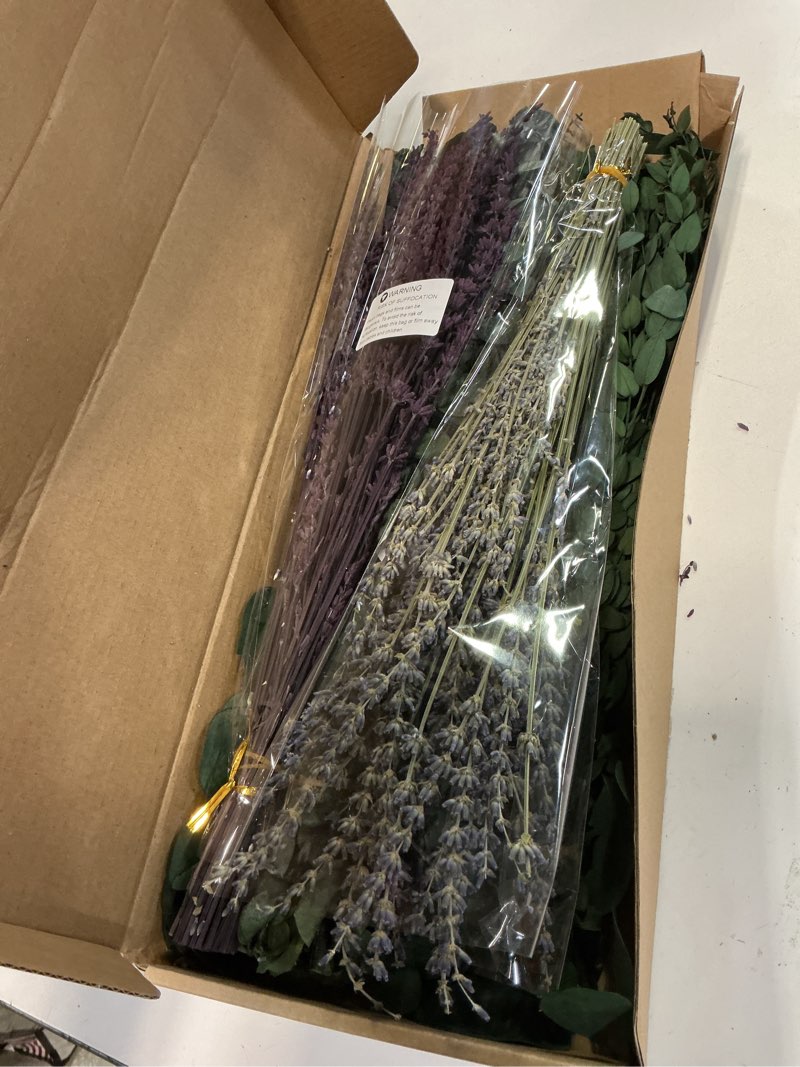 Condition photo showing Good Condition for 120+ Pcs Mixed Dried Eucalyptus & Lavender Flowers for Shower, Preserved Natural Eucalyptus Leaves for Wall Hanging, Plant Fragrance, Dried Florals for Vase Fillers, Wedding, Green Bathroom Decor
