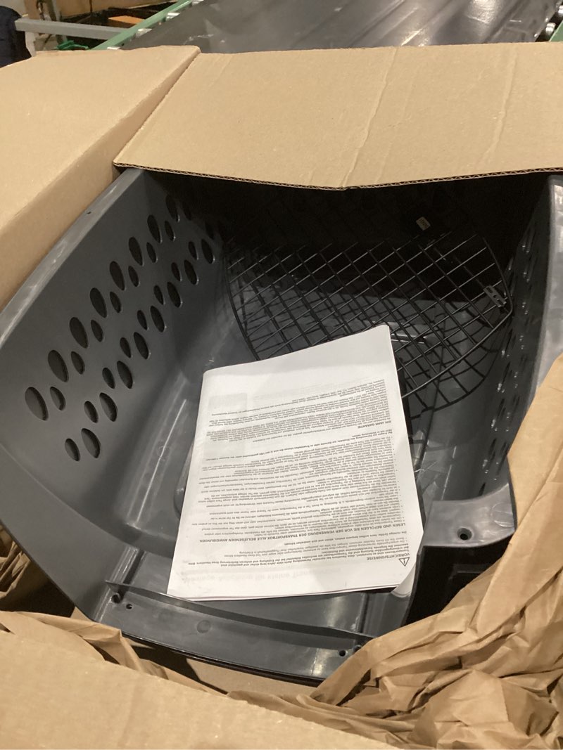 Condition photo showing Good Condition for Petmate Pet Porter Dog Kennel 26", Dark Gray & Black, for Pets 20-25lbs, Made in USA 26.0"L x 18.6"W x 16.5"H gray
