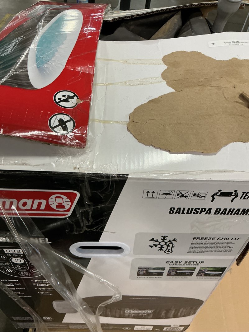Condition photo showing As Is for coleman saluspa bahamas airjet 2-4 person circle inflatable hot tub with pump #p08411