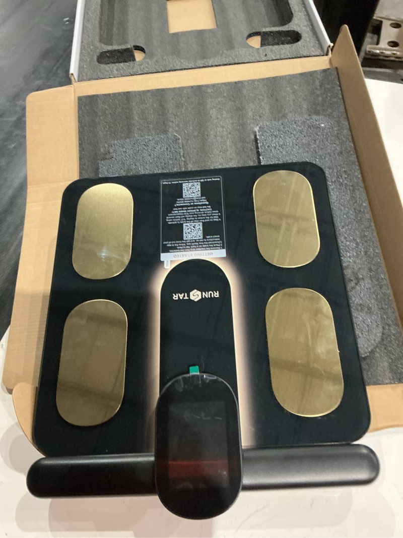 Condition photo showing Good Condition for runstar smart scale fsa&hsa eligible, 8 electrodes digital bathroom scale for body weight and fat, bmi, muscle mass 28 body composition measurement, with full-color tft lcd on retractable handle black