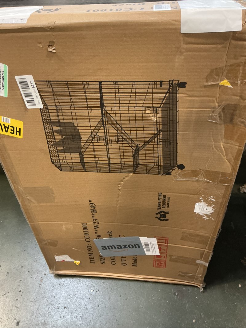 Condition photo showing New/Like New for Homey Pet 50 Inch Cat Cages Indoor, Large 4-Tier Cat Crates for Indoor Cats, Collapsible Metal Wire Cat Kennel Big Multi-Level Cat Cage for Adult Cats Kitten Kitty with Hammock, Ramp, 360° Wheels 35.8"L x 22.2"W x 49.6"H