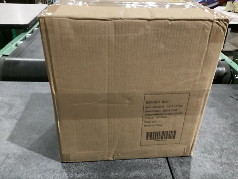 Condition photo showing New/Like New for bella 6.0 Qt Programmable Slow Cooker, Ceramic Nonstick Coating, Adjustable Temperature & Cooking Times, Dishwasher Safe Stoneware Pot & Tempered Glass Lid, Tangle Free Cord Wrap, Oatmilk