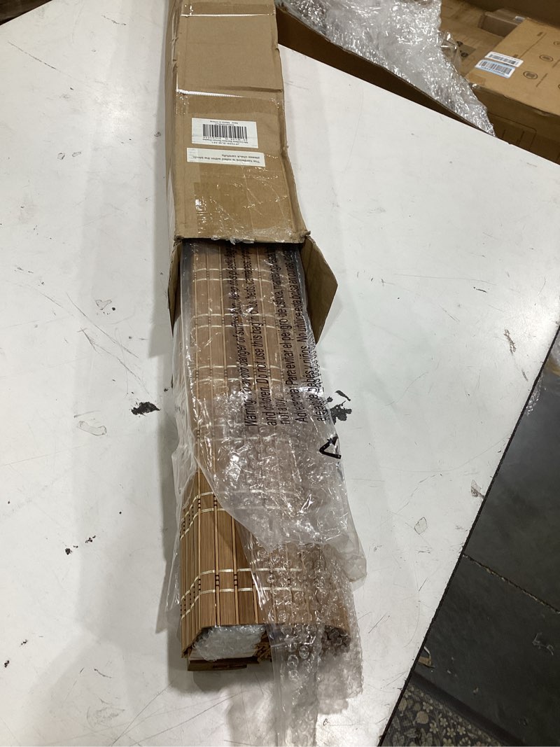 Condition photo showing Good Condition for lazblinds no tools no drill cordless bamboo roman shades, light filtering window treatment, roll up bamboo blinds for windows 30'' w x 48'' h, brown light filtering-brown206 30" w x 48" h