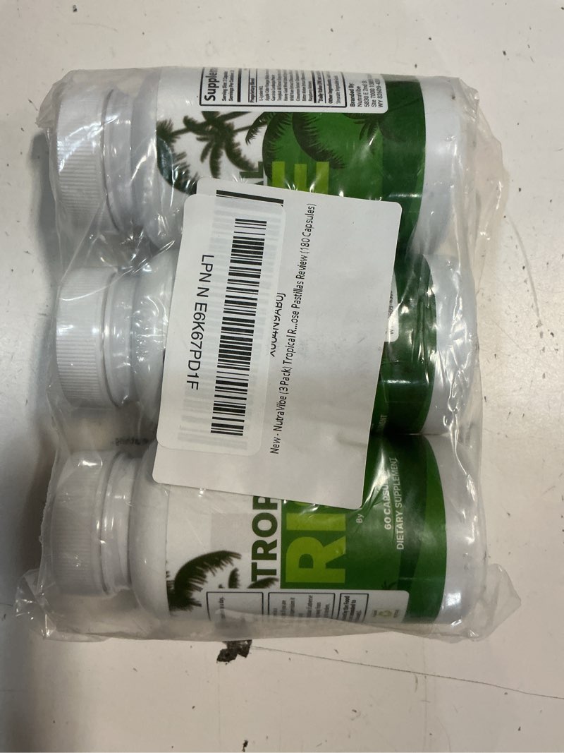 Condition photo showing Good Condition for (exp 05/2028) (3 pack) tropical rise, official tropical rise capsules, tropical rise for men pills to support overall health, stamina, & well-being, premium tropical rose pastillas review (180 capsules)