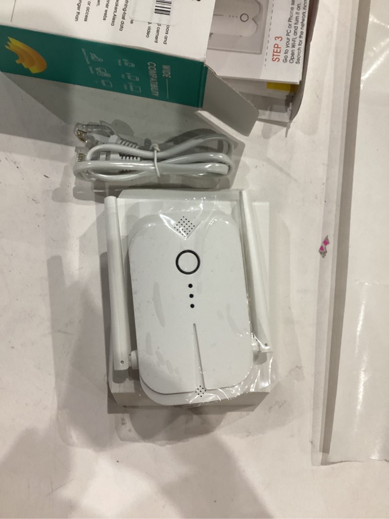 Condition photo showing Good Condition for WiFi Extender Signal Booster Up to 9000sq.ft and 50 Devices, WiFi Range Extender, Wireless Internet Repeater, Long Range Amplifier with Ethernet Port, 1-Key Setup, Access Point, Alexa Compatible Off-White