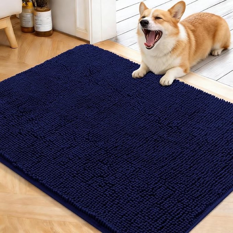 olanly dog door mat for muddy paws 40x32, absorbs moisture and dirt, absorbent non-slip washable doo