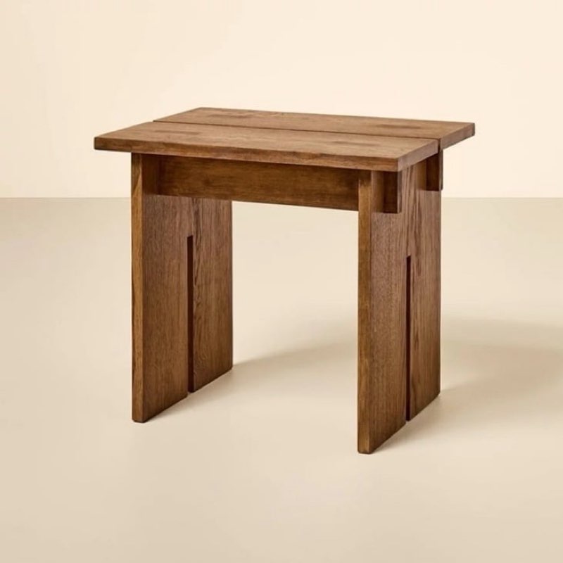 Hearth & Hand Magnolia Wooden Stool Ottoman Aged Oak
