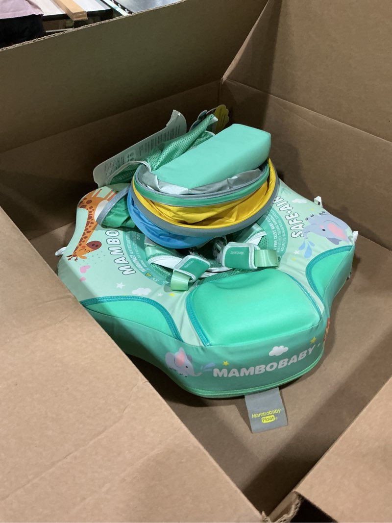 Condition photo showing Good Condition for mambobaby float non-inflatable baby float with canopy, five-point safety system, 3d canopy(detachable) upf 50+, baby pool floats for 3-24 months, dual-mode toddler swim floaties magic nyc green