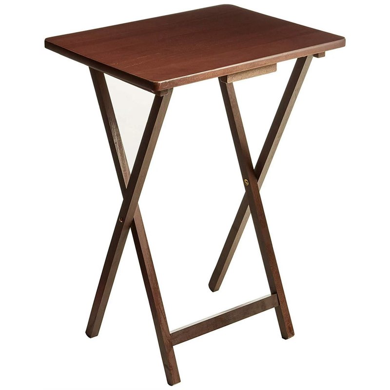 Mainstays Folding TV Tray Table, Rubberwood, Walnut, 19" x 14.5" x 26", Indoor, 1 Piece