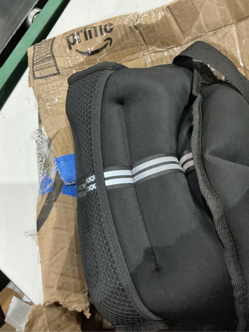 Condition photo showing As Is for weighted vest, 8lb/12lb/16lb/20lb/25lb/30lb weight vest with two adjustment straps for men women, weight vests with reflective stripe for strength training, running, jogging, walking 30 lb black