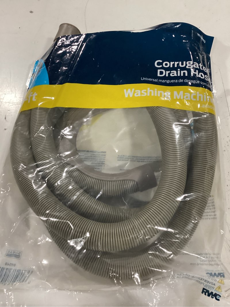 Condition photo showing As Is for eastman 8-ft 1-in od inlet x 1-in, 1-1/8-in, 1-1/4-in outlet polyethylene washing machine drain hose