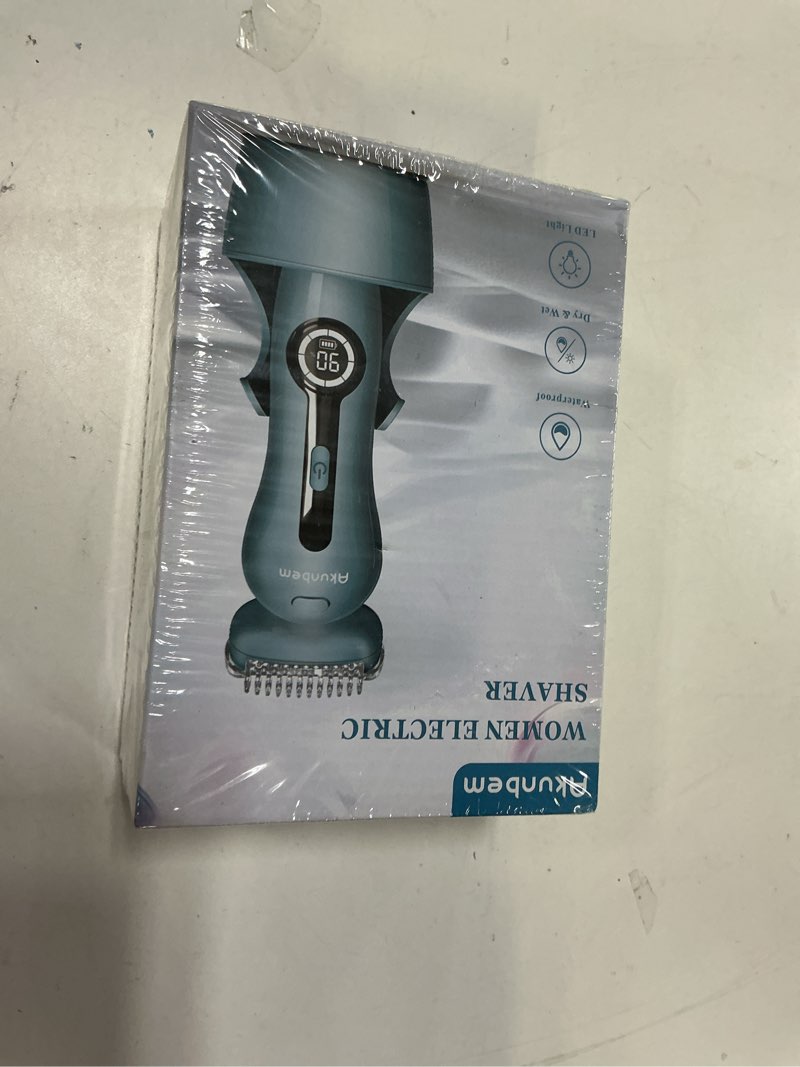 Condition photo showing New/Like New for Electric Razors for Women for Legs Bikini Trimmer Electric Shaver for Women Underarm Public Hairs Rechargeable Womens Shaver Wet Dry Use Painless Cordless with Detachable Head (Blue) Bule