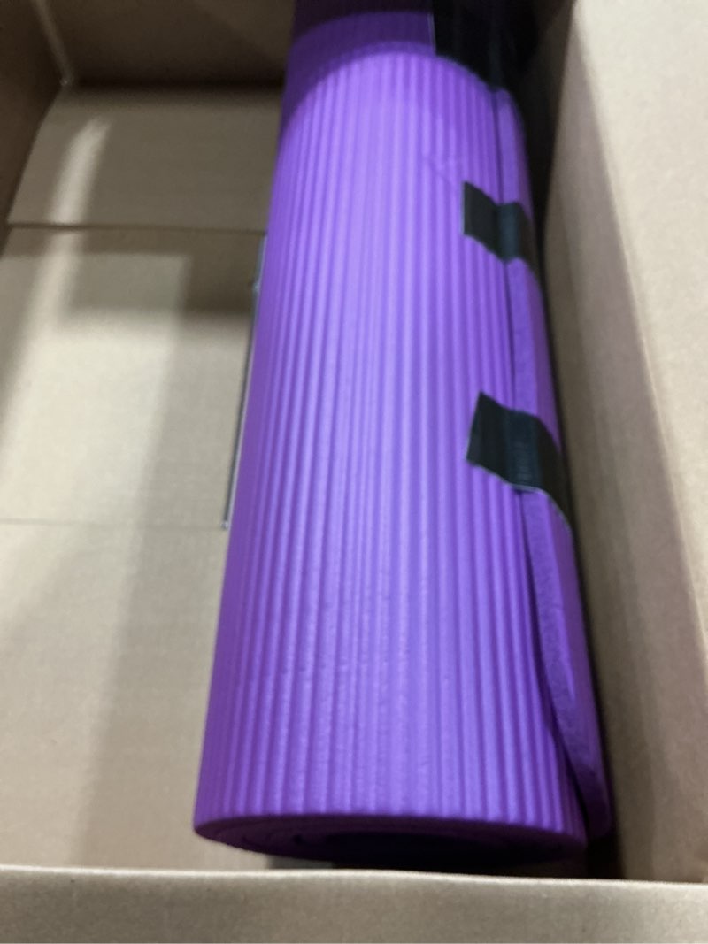 Condition photo showing Good Condition for Gaiam Gaiam Essentials 2/5" Thick (10mm) Yoga & Pilates, Fitness & Exercise Mat with Easy-Cinch Carrier Strap Cusion Support For Fitness and Gym Workouts Purple 2/5" (10MM)