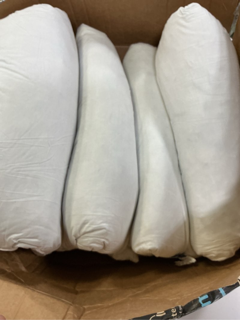 Condition photo showing As Is for MIULEE Pillow Inserts 18x18 (Pack of 4,White), Down Feather Throw Pillow Inserts, Premium Fluffy Stuffer Throw Pillows Cotton Fabric for Sofa Bed Couch 4 18x18 Inch
