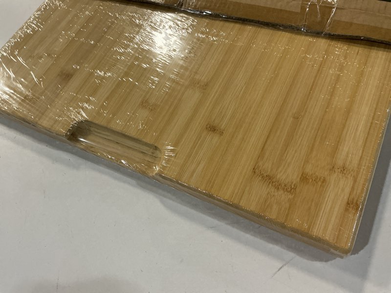 Condition photo showing Good Condition for Utoplike Bamboo Cutting Board 20 x 20 inch, Large Wood Chopping Board for Kitchen, Meat, Vegetables, BBQ, Square Butcher Block with Juice Groove and handle, 1"Th 20"L x 20"W Bamboo