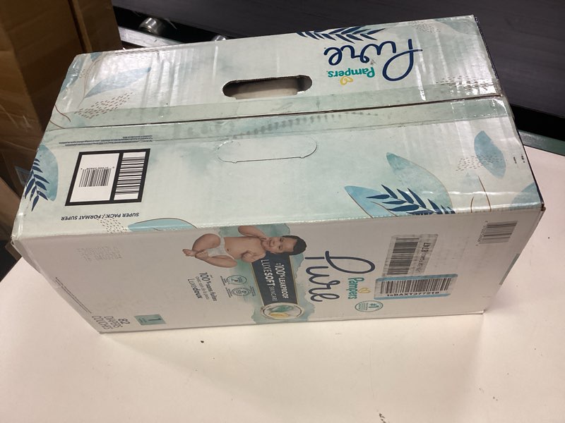 Condition photo showing New/Like New for pampers pure protection baby diapers, size 1 (8-14 lbs), 82 count, up to 100% leakproof, premium plant-based skin protection, hypoallergenic soft diapers size 1 82